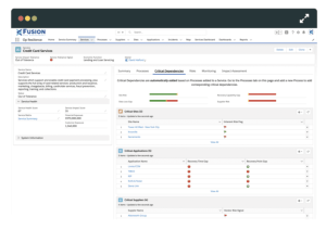 Screenshot of credit card services dependencies