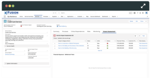 creenshot of service impact assessment - credit card services