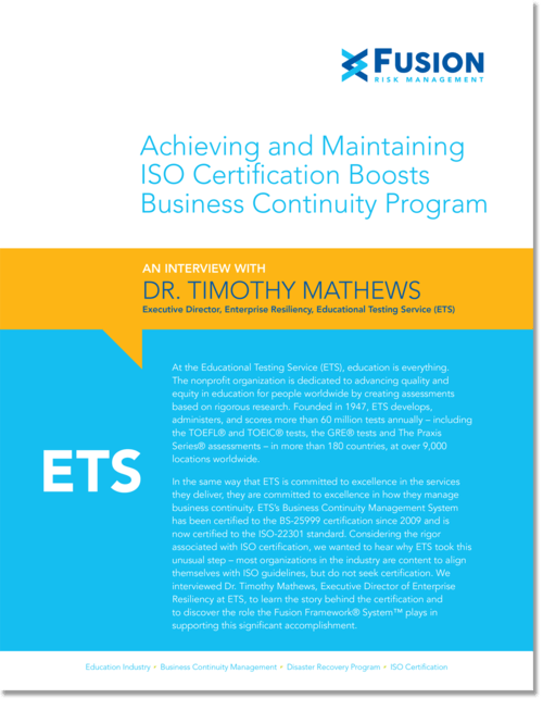 Achieving and maintaining ISO certification boosts business continuity program