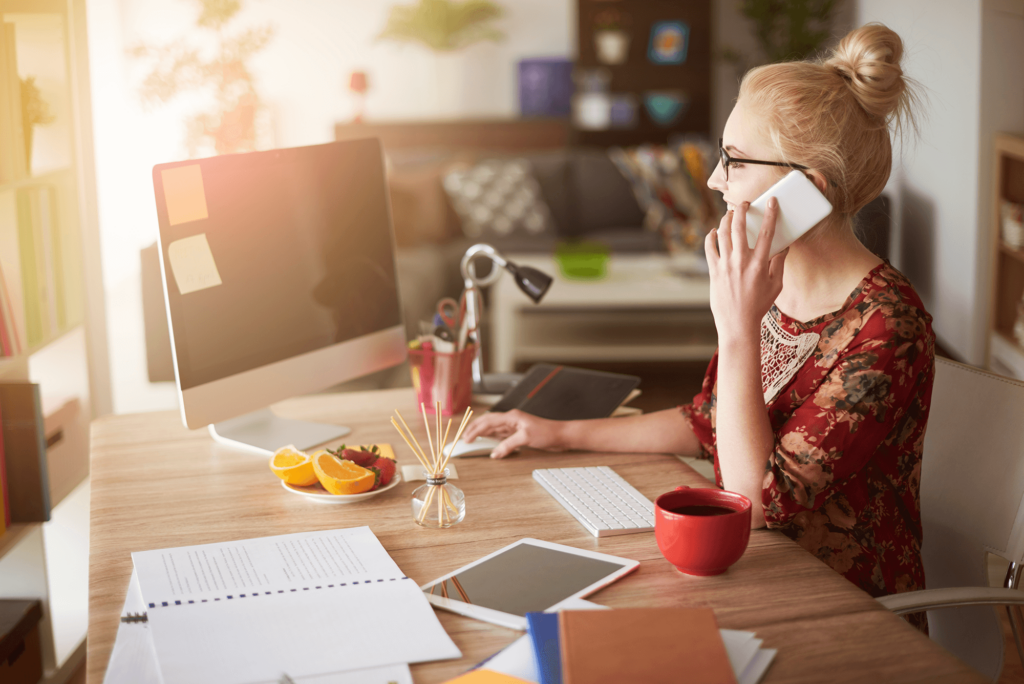 Woman working from home