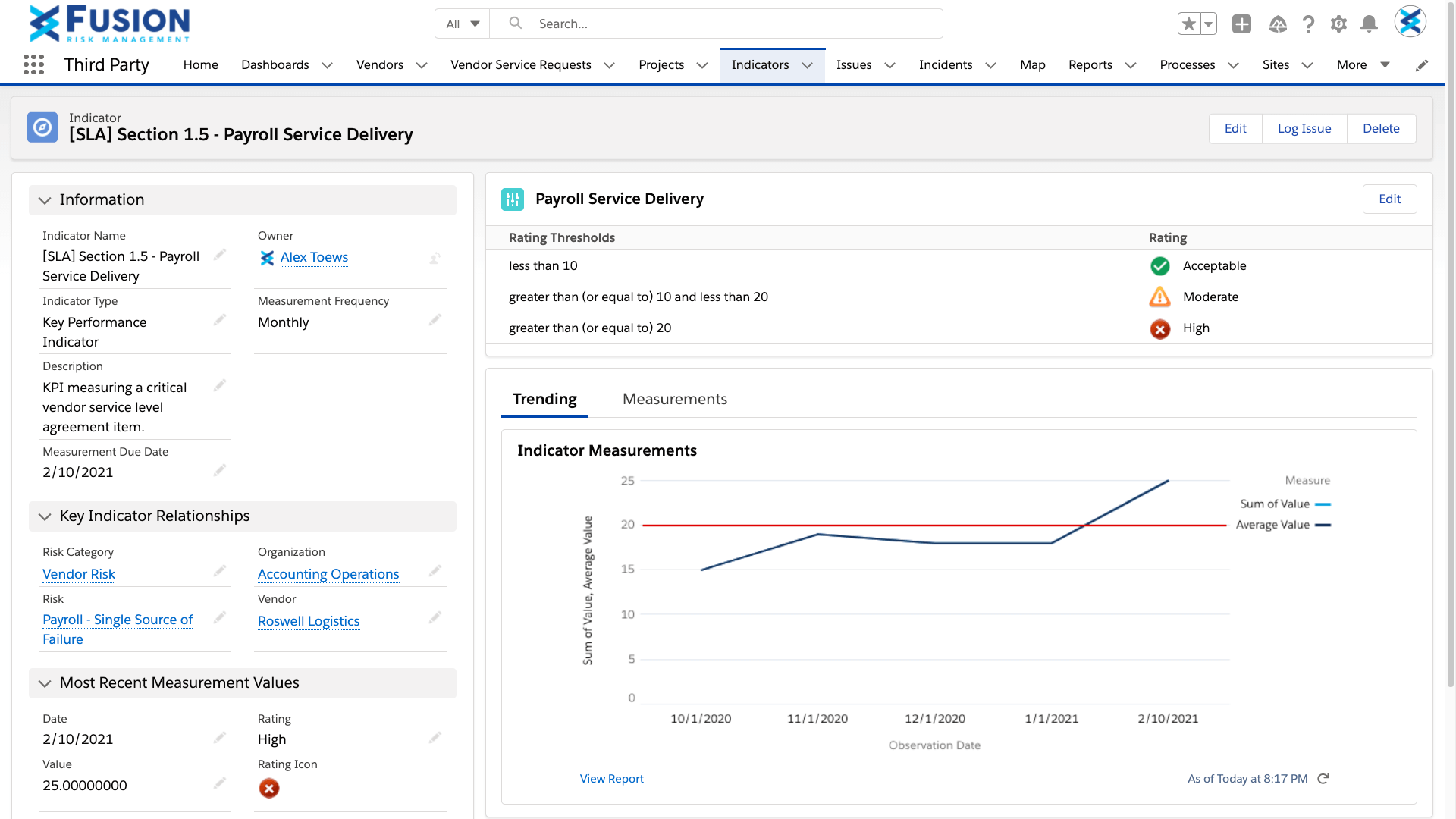 Screenshot of Continuous Monitoring