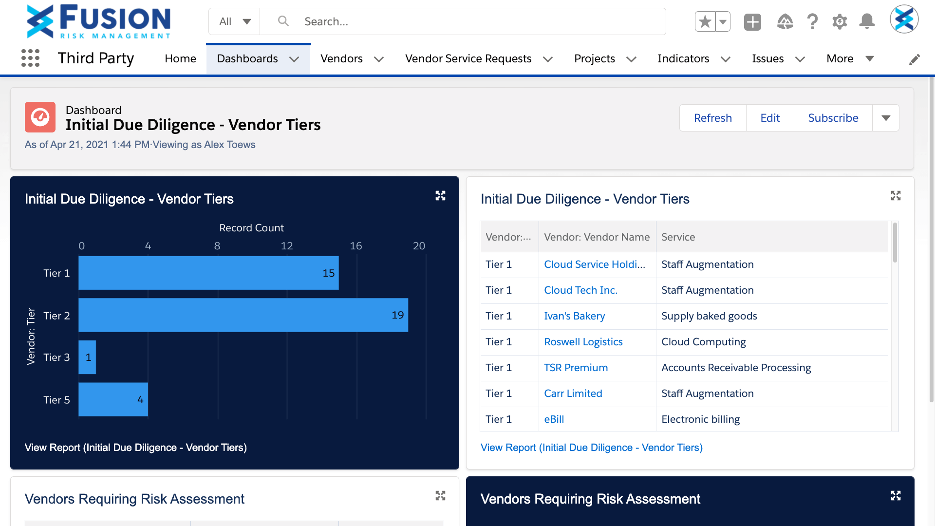 Due Diligence - Vendor Tiers