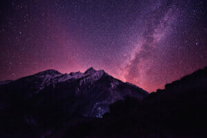 Rich violet star sky in Nepal mountains
