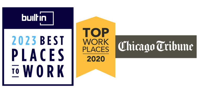 Built In's Best Places to Work 2023 and Chicago Tribune's Top Work Places 2020