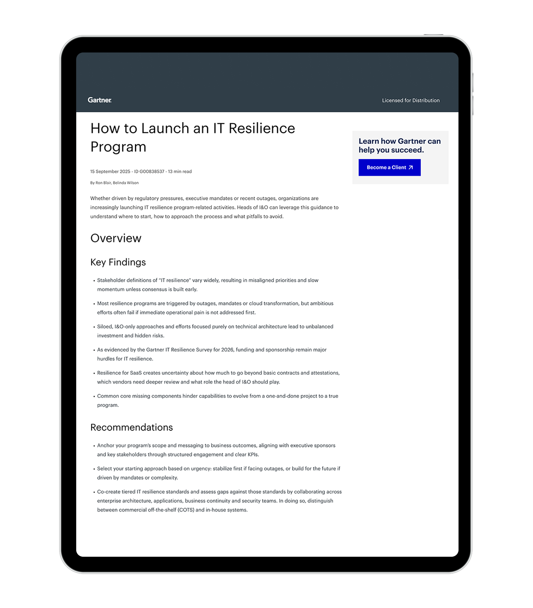 Whitepaper cover image for How to Launch an IT Resilience Program