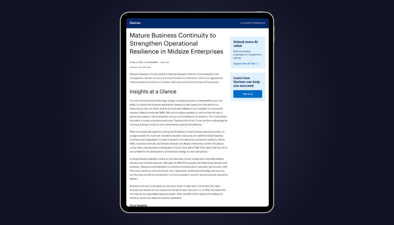 Gartner® Report: Mature Business Continuity to Strengthen Operational Resilience - Whitepapers
